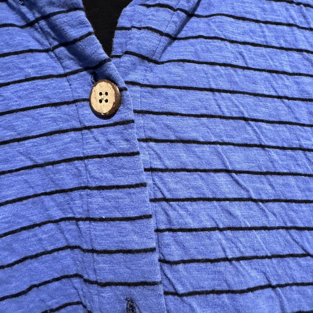 Escape Habitat Blue Striped Cotton Hooded Jacket Size Medium - Picture 3 of 6